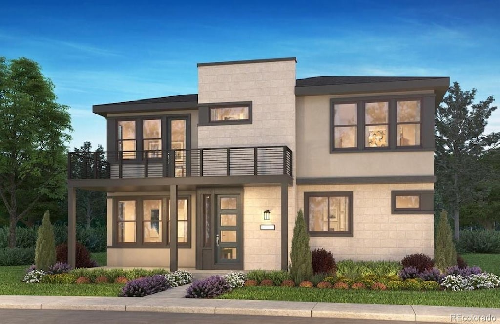 11185 Vibrato Ln, Parker, CO 80134 - contemporary home featuring a balcony