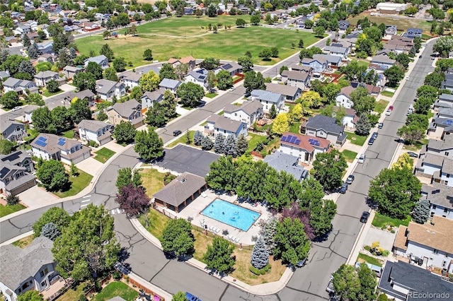 4737 E 127th Ave, Thornton, CO 80241 - aerial perspective of suburban area featuring a pool area