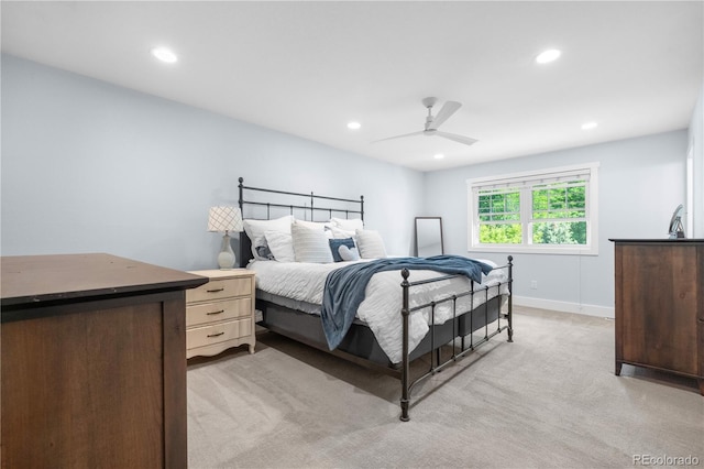 6795 E Kettle Ave, Centennial, CO 80112 - bedroom with light carpet, recessed lighting, and ceiling fan