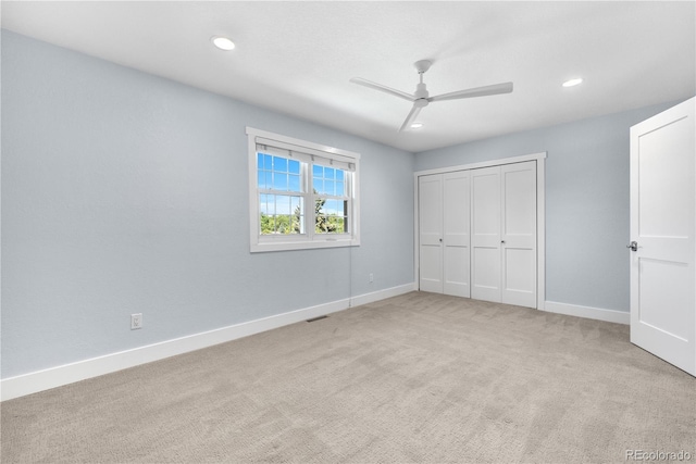 6795 E Kettle Ave, Centennial, CO 80112 - unfurnished bedroom featuring carpet floors, recessed lighting, a closet, and a ceiling fan