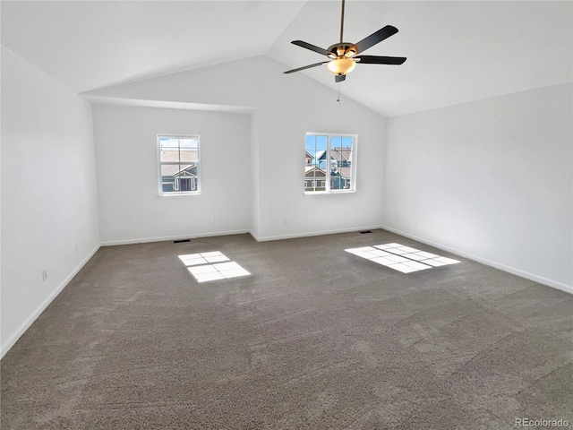 2180 Trailblazer Way, Castle Rock, CO 80109 - additional living space featuring lofted ceiling, a ceiling fan, carpet, and baseboards