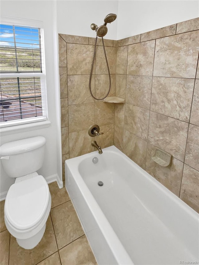 2180 Trailblazer Way, Castle Rock, CO 80109 - full bathroom featuring tile patterned floors, toilet, baseboards, and bathing tub / shower combination