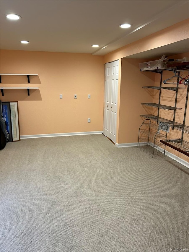 16341 Maple Rock Ct, Parker, CO 80134 - finished basement with carpet flooring, recessed lighting, and baseboards