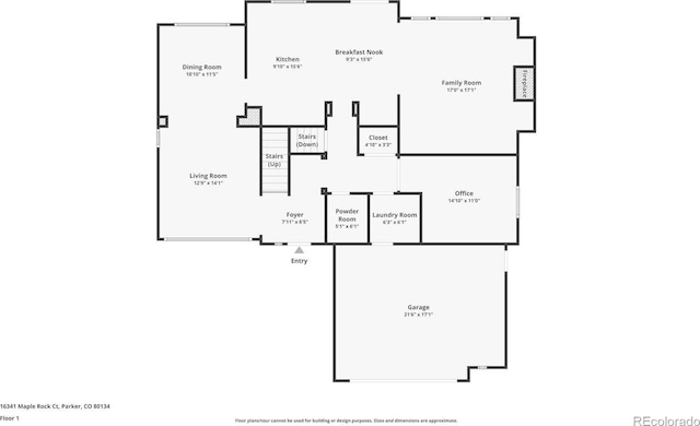 16341 Maple Rock Ct, Parker, CO 80134 - floor plan / room layout