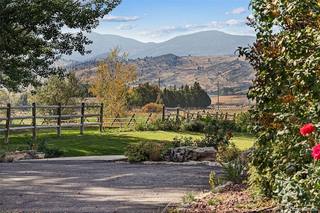 view of mountain background with rural landscape