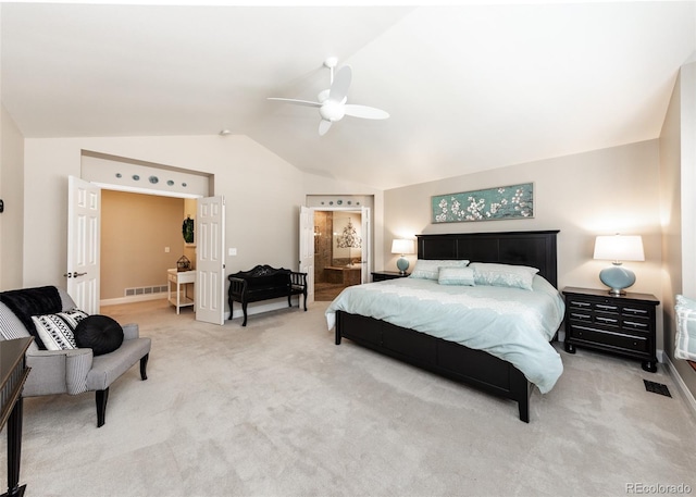 1530 Woodrose Ct, Colorado Springs, CO 80921 - carpeted bedroom with lofted ceiling, ceiling fan, and baseboards