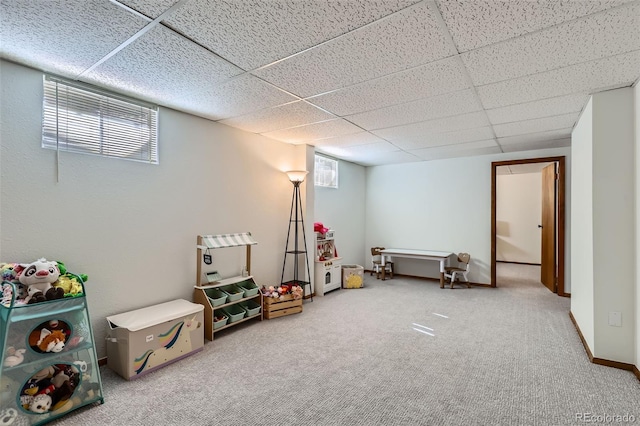 8820 W 80th Dr, Arvada, CO 80005 - recreation room with carpet and a drop ceiling