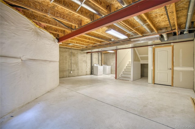 930 Button Rock Dr Unit 29, Longmont, CO 80504 - unfinished basement with independent washer and dryer and stairway