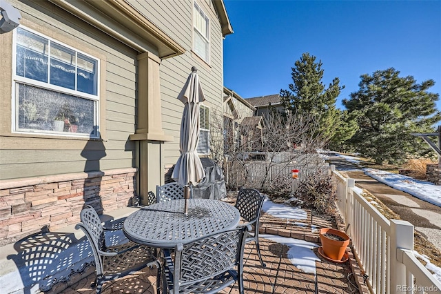 exterior space featuring outdoor dining space and a patio