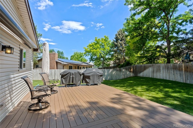 6143 S Ash Cir E, Centennial, CO 80121 - wooden deck featuring a fenced backyard and grilling area