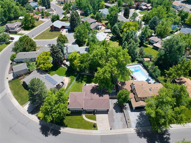 6143 S Ash Cir E, Centennial, CO 80121 - aerial perspective of suburban area featuring a pool area