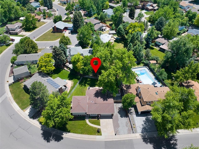 6143 S Ash Cir E, Centennial, CO 80121 - aerial perspective of suburban area with a pool area