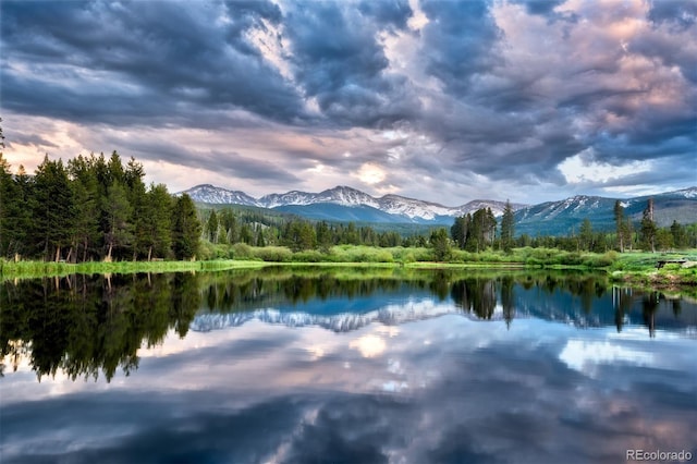 view of water feature with a mountain view