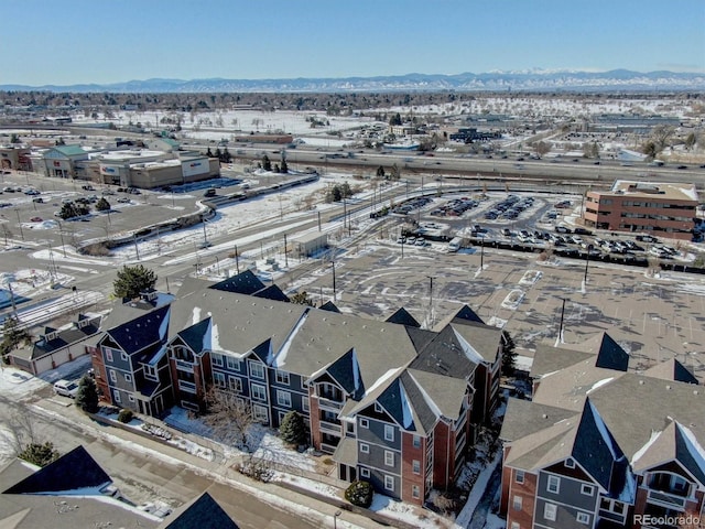 bird's eye view with a mountain view