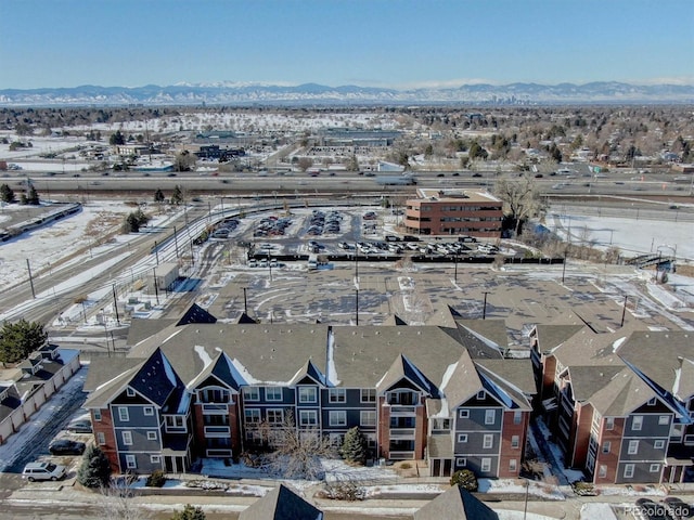 aerial view with a mountain view