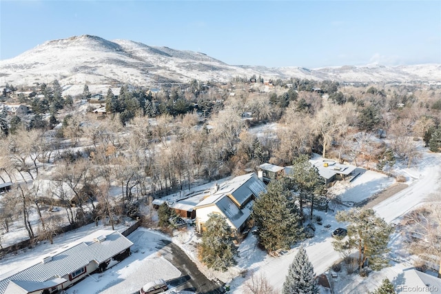 birds eye view of property with a mountain view