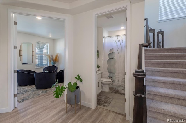 8240 S White Crow St, Aurora, CO 80016 - stairs with wood finished floors and baseboards