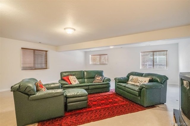 living room featuring carpet