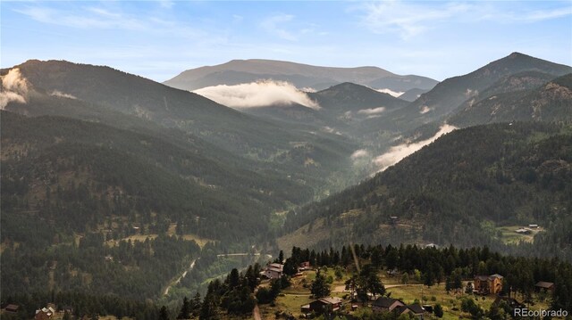 518 Conifer Dr, Bailey, CO 80421 - view of mountain backdrop with a heavily wooded area