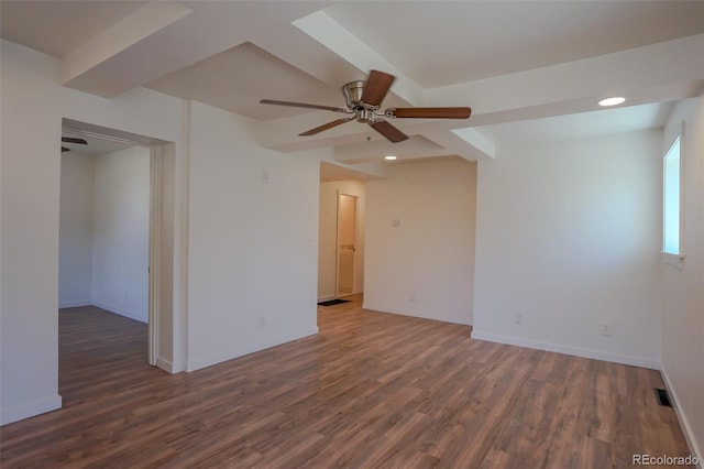 327 E 7th St, Walsenburg, CO 81089 - unfurnished room featuring wood finished floors, ceiling fan, baseboards, and recessed lighting