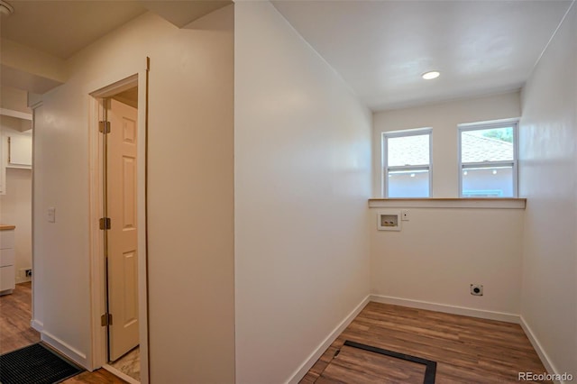 327 E 7th St, Walsenburg, CO 81089 - hall featuring wood finished floors, recessed lighting, and baseboards