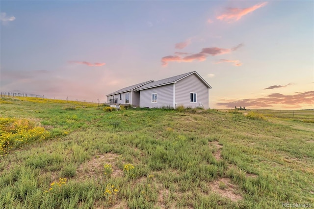 exterior space with a rural view