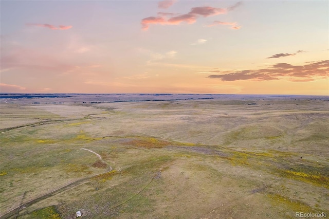 aerial view at dusk with a rural view