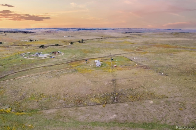 aerial view at dusk with a rural view