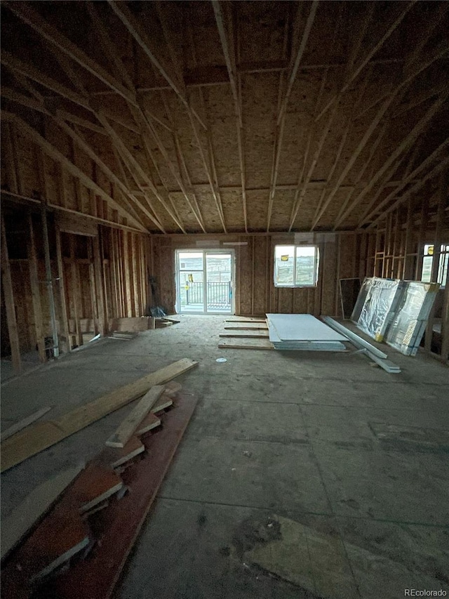 misc room featuring vaulted ceiling