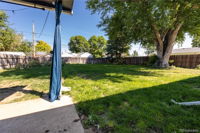 view of yard featuring a fenced backyard