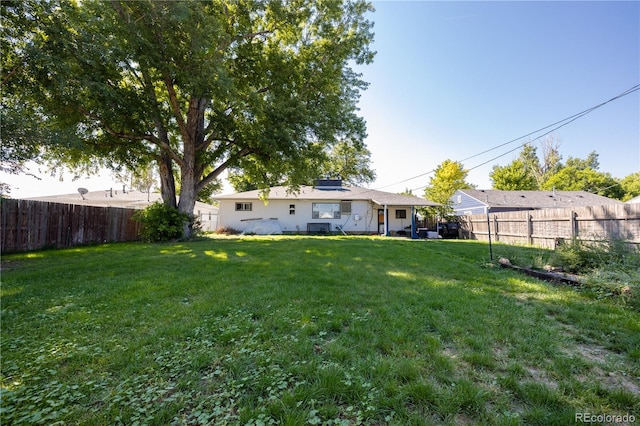 view of yard with a fenced backyard