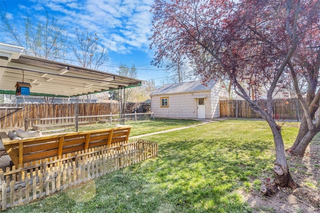 4476 S Lincoln St, Englewood, CO 80113 - view of yard with an outdoor structure and a fenced backyard