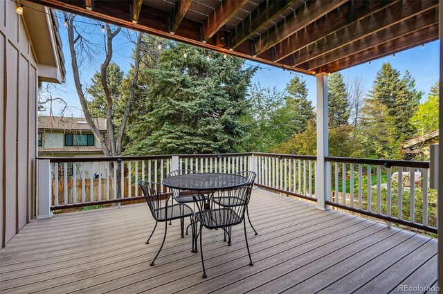 10849 E Crestridge Cir, Englewood, CO 80111 - wooden deck with outdoor dining area