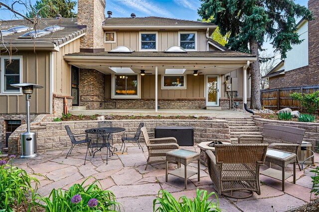 10849 E Crestridge Cir, Englewood, CO 80111 - view of patio / terrace featuring fence and a ceiling fan