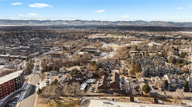 drone / aerial view with a mountain view