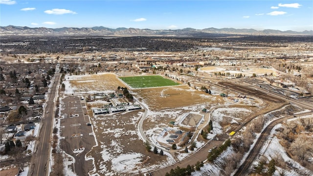 aerial view with a mountain view