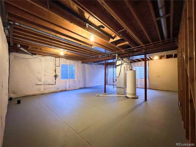 basement with gas water heater