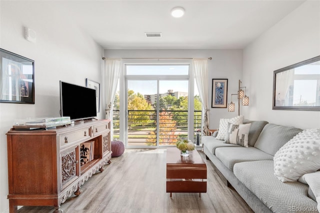 living room featuring light hardwood / wood-style floors