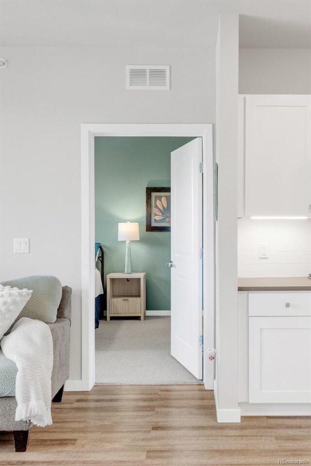 interior space with light hardwood / wood-style flooring