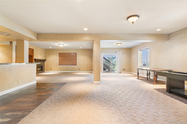 27485 E Nova Pl, Aurora, CO 80016 - below grade area with recessed lighting and a fireplace