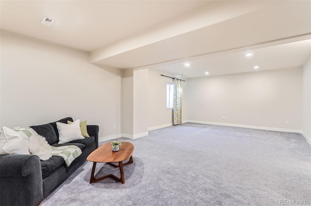 living room with carpet floors