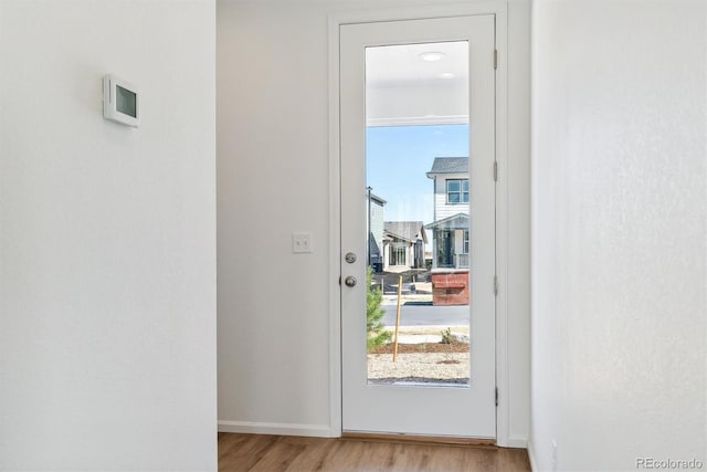 entryway with light wood-type flooring