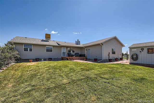 7716 Shenandoah Dr, Elizabeth, CO 80107 - back of house featuring a yard and a chimney
