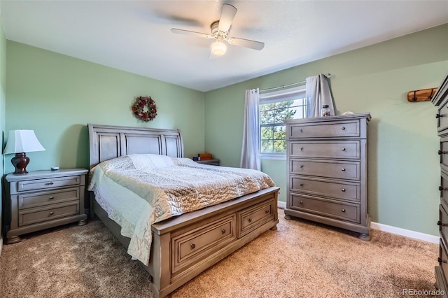 7716 Shenandoah Dr, Elizabeth, CO 80107 - bedroom featuring light colored carpet, baseboards, and a ceiling fan