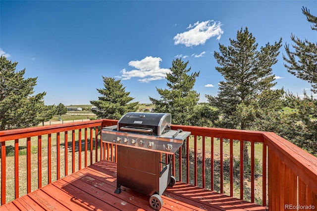 7716 Shenandoah Dr, Elizabeth, CO 80107 - wooden terrace featuring a grill