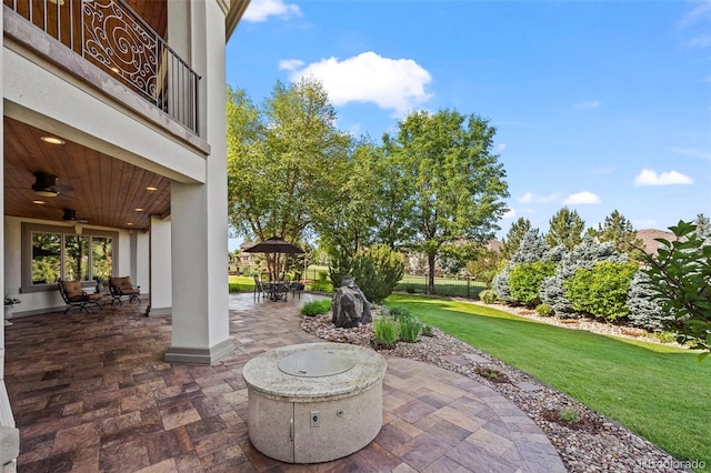 2378 Plumb Pl, Erie, CO 80516 - view of patio with ceiling fan and outdoor dining area