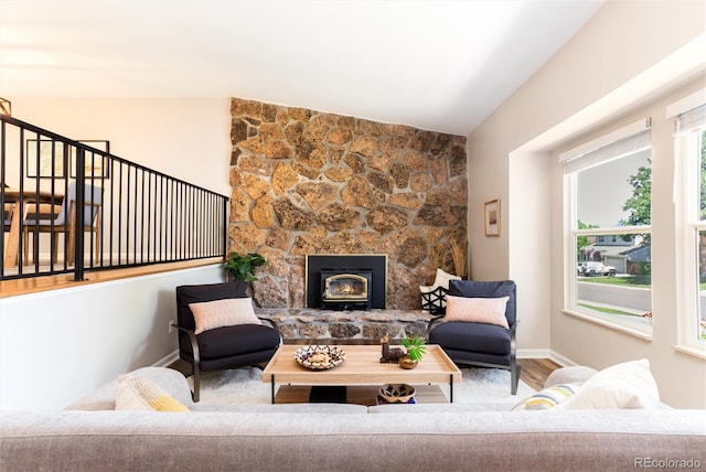 1168 E Kettle Pl, Centennial, CO 80122 - living area with wood finished floors and a stone fireplace