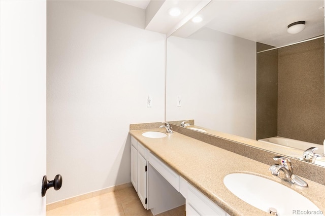 1168 E Kettle Pl, Centennial, CO 80122 - bathroom featuring double vanity, bathing tub / shower combination, and tile patterned flooring