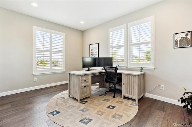 8102 Adams Fork Ave, Littleton, CO 80125 - office space with wood finished floors, baseboards, and recessed lighting