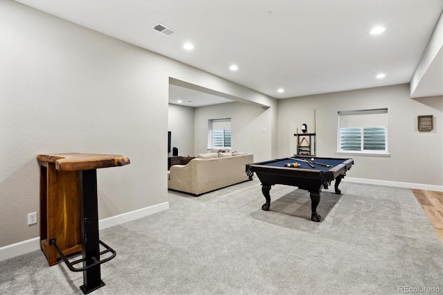 8102 Adams Fork Ave, Littleton, CO 80125 - game room featuring billiards table, recessed lighting, baseboards, and carpet flooring
